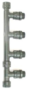 Verteiler 4-fach f�r Beregnungsanlagen mit Klemmverschraubung.