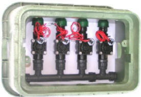 Ventilbox mit montierten Ventilen.